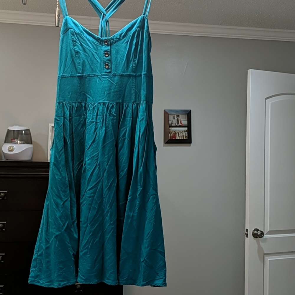 Express teal skater dress with pockets!